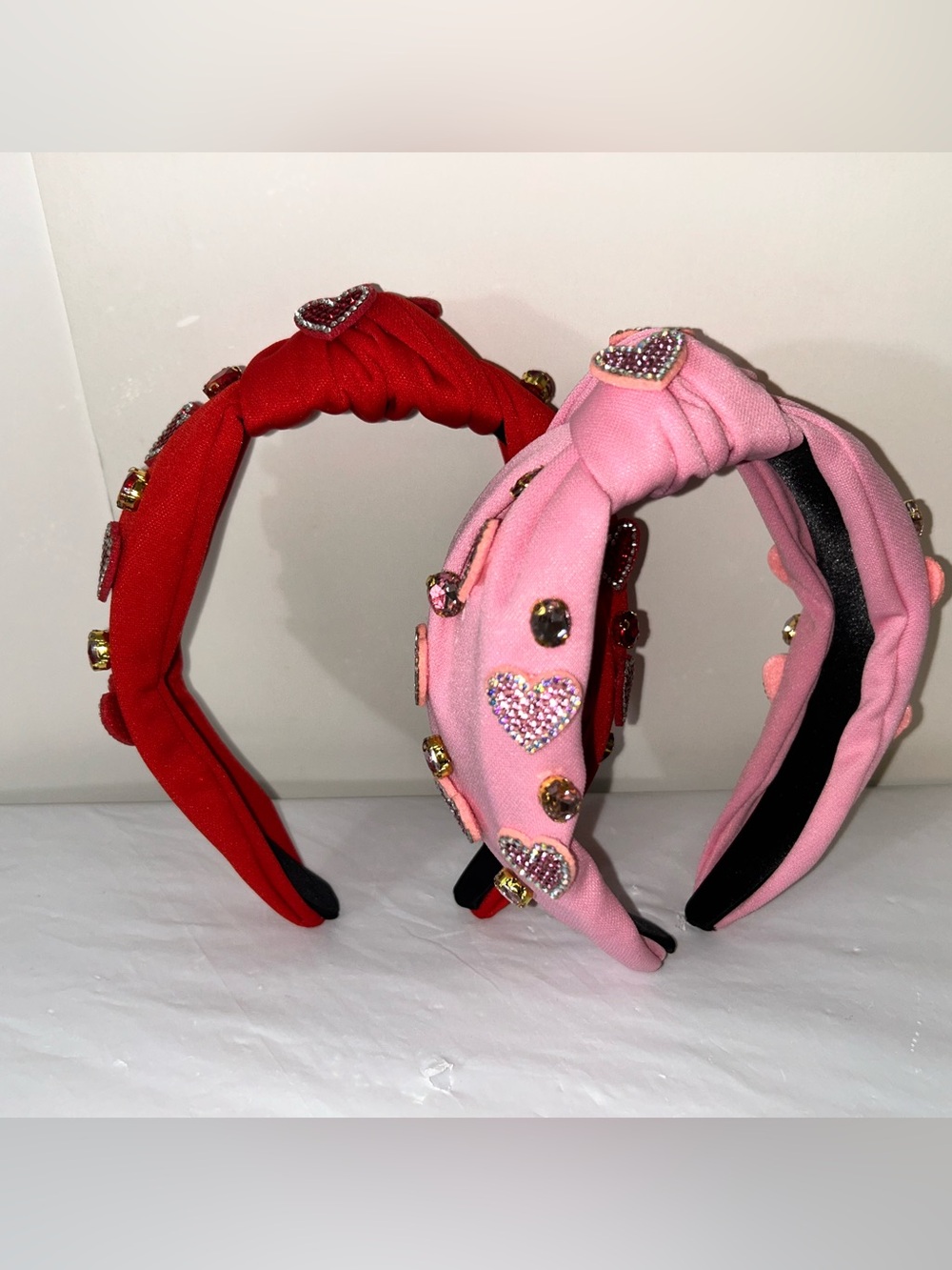 Pink and Red Embellished Heart Headbands